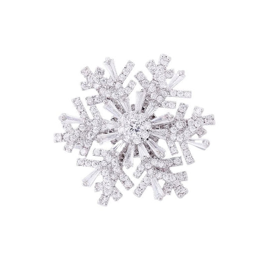Elegante Kristallbrosche Im Schneeflocken-Design mit Tropfenförmigen Ziersteinen