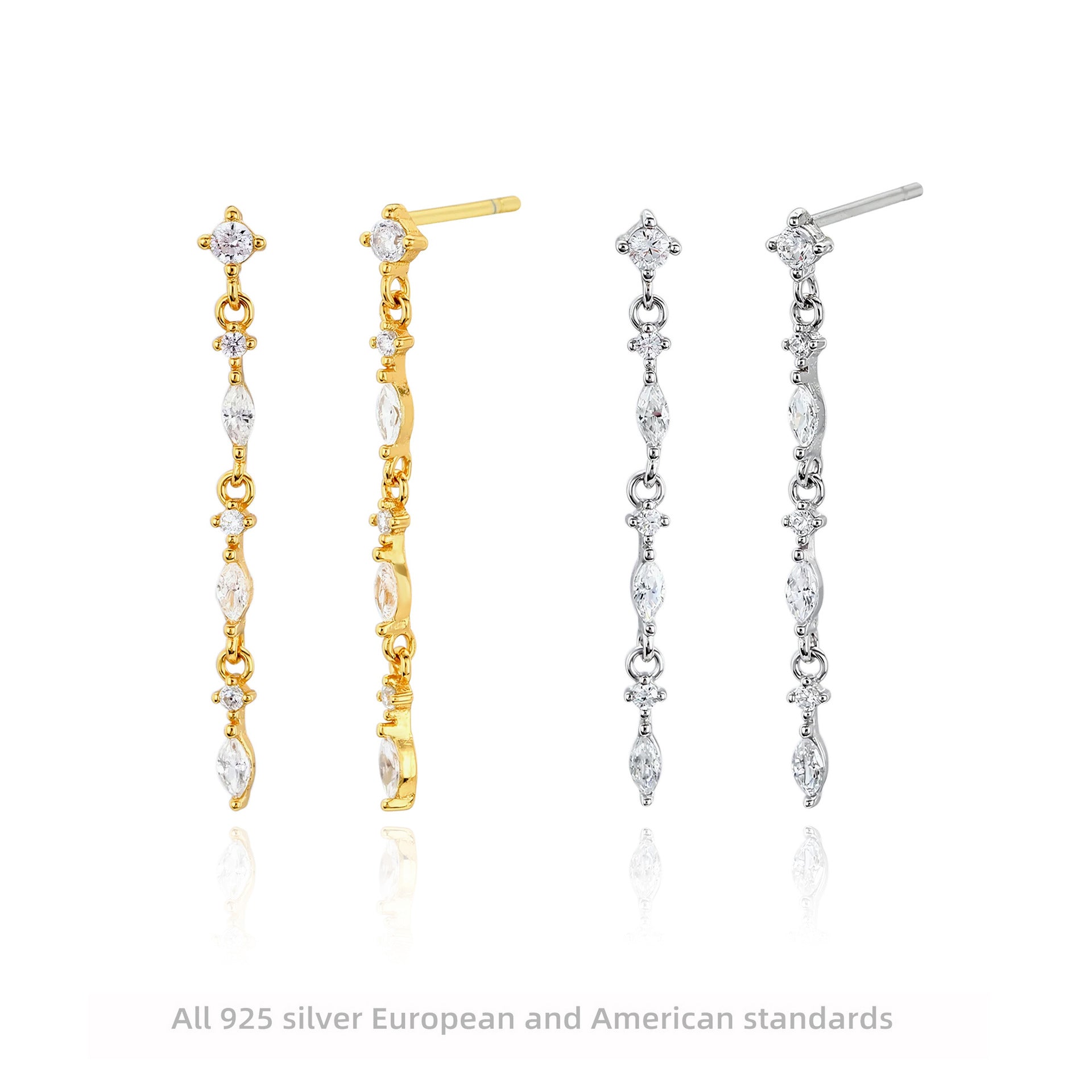 Damen Ohrhänger mit funkelnden Zirkonsteinen und eleganter 925er Sterling Silberfassung Shop Nory