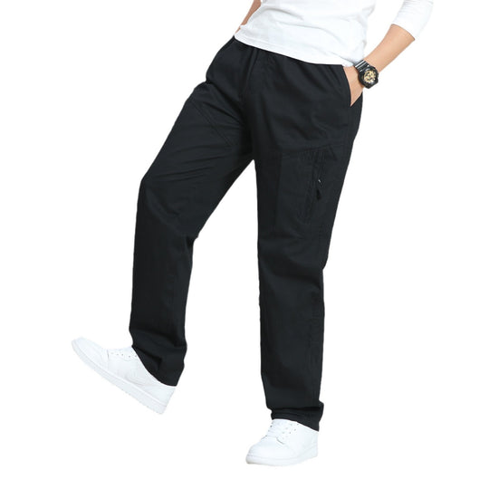 Herren Weite Utility-Cargohose mit elastischem Bund, seitlicher Reißverschlusstasche & vorgeformten Knieeinsätzen Shop Nory
