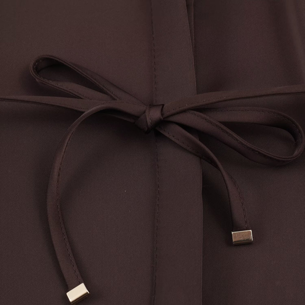 Damen Seidenähnliche Oversize-Hemdjacke mit Tunnelzugtaillierung und breiten Manschetten Shop Nory