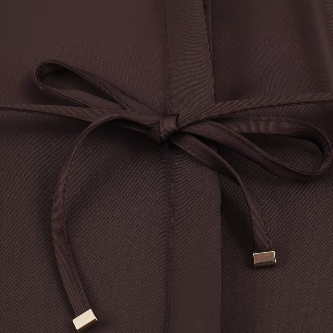 Damen Seidenähnliche Oversize-Hemdjacke mit Tunnelzugtaillierung und breiten Manschetten Shop Nory