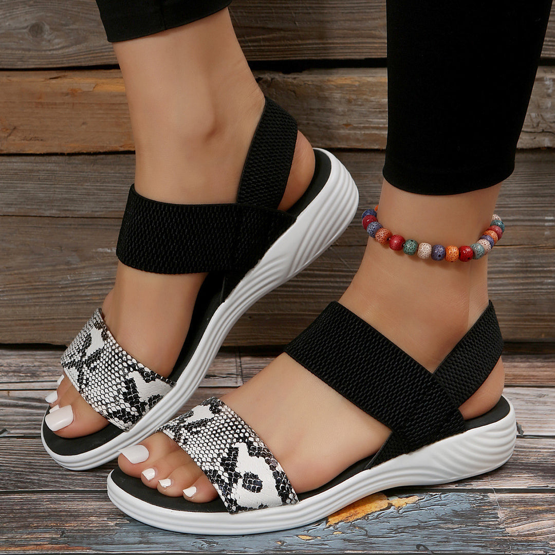 Damen Strick‑Sandalen mit elastischen Riemen und dämpfender Plateau‑Sohle Shop Nory