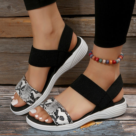 Damen Strick‑Sandalen mit elastischen Riemen und dämpfender Plateau‑Sohle Shop Nory