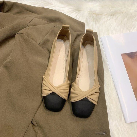 Damen Ballerinas mit modernem Knotendesign und kontrastierender Sohle Shopnory