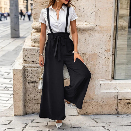 Damen Culotte-Jumpsuit mit verstellbaren Trägern und elegantem Kordelzug