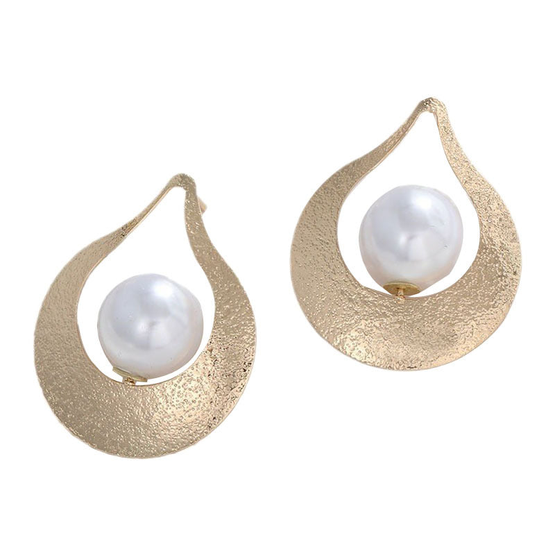Damen Ohrringe mit herzförmigem Design und künstlicher Perle Shop Nory