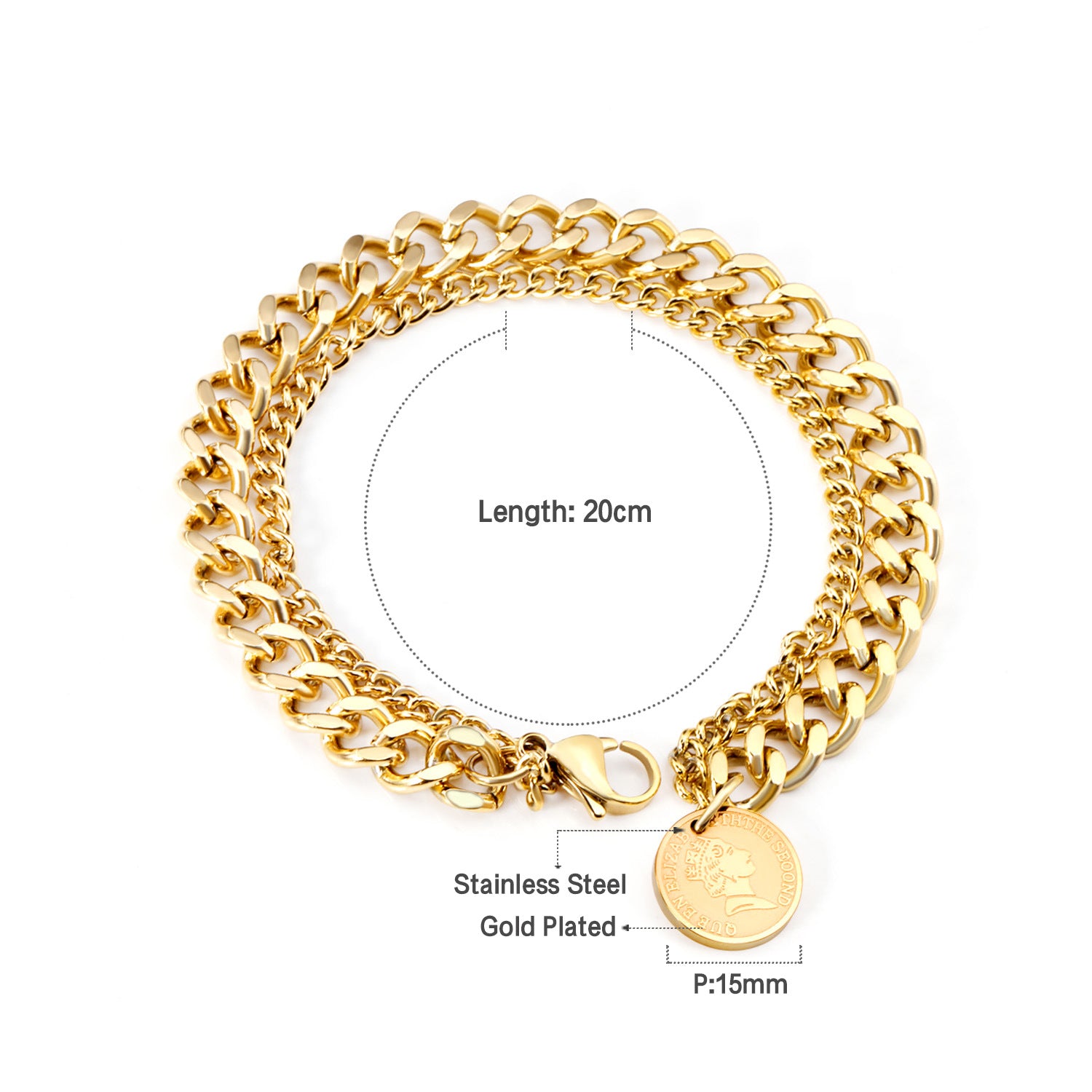 Damen Armband mit Anhänger aus hochwertigem Edelstahl und rosé vergoldetem Design Shop Nory