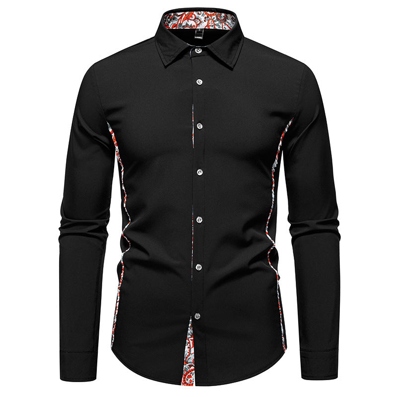 Herren Elegantes tailliertes Business-Hemd mit kontrastierter Innenblende und Paisley-Detail Shop Nory