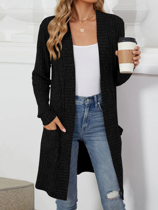Damen Longcardigan aus geripptem Chenille mit aufgesetzten Taschen Shop Nory