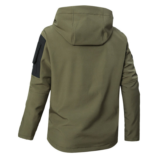 Herren Softshell-Tactical Jacke mit Fleece-Innenfutter, Kapuze und Multifunktionstaschen Shop Nory