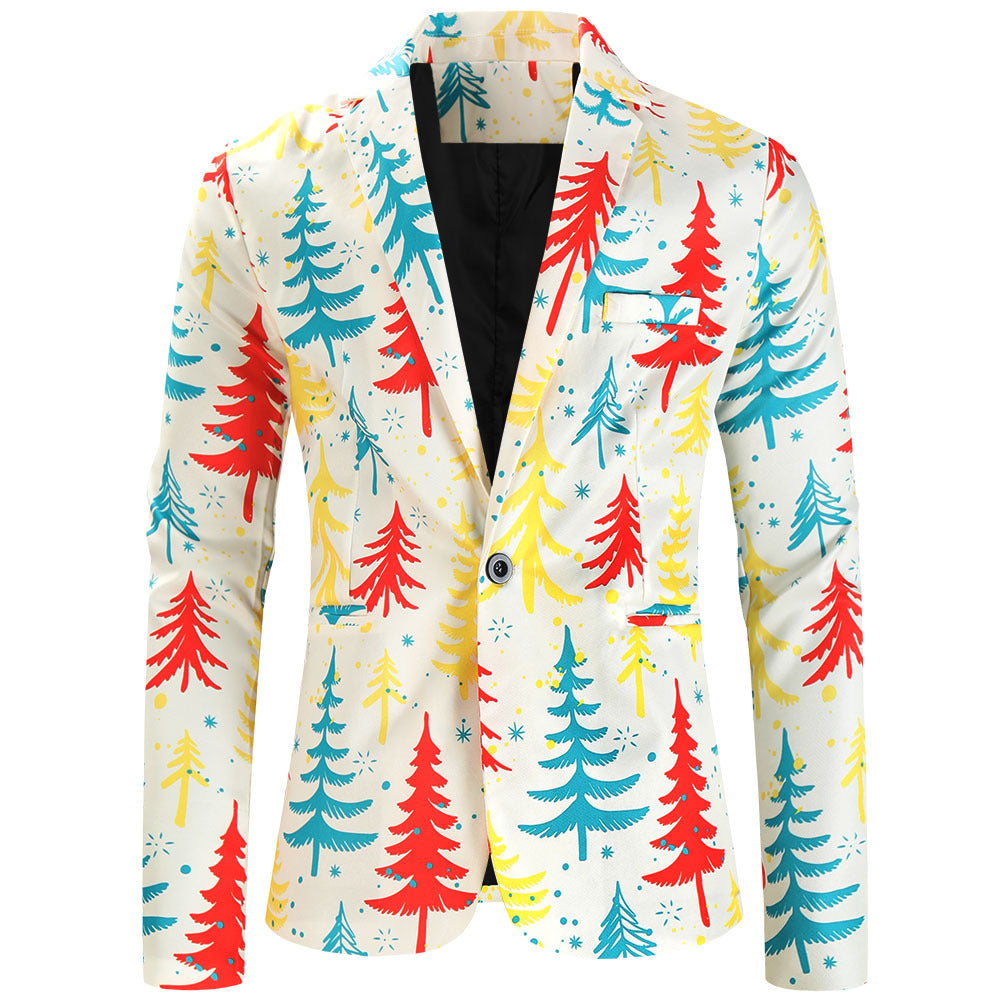 Damen Weihnachtliches Slim-Fit-Sakko mit Allover Rentier- und Tannenbaum-Print Shop Nory