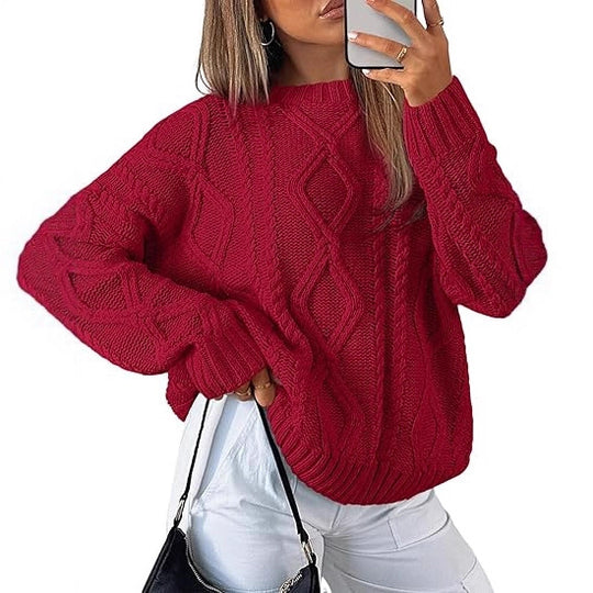 Damen Oversize-Zopfmuster-Pullover aus grobem Strick Shop Nory