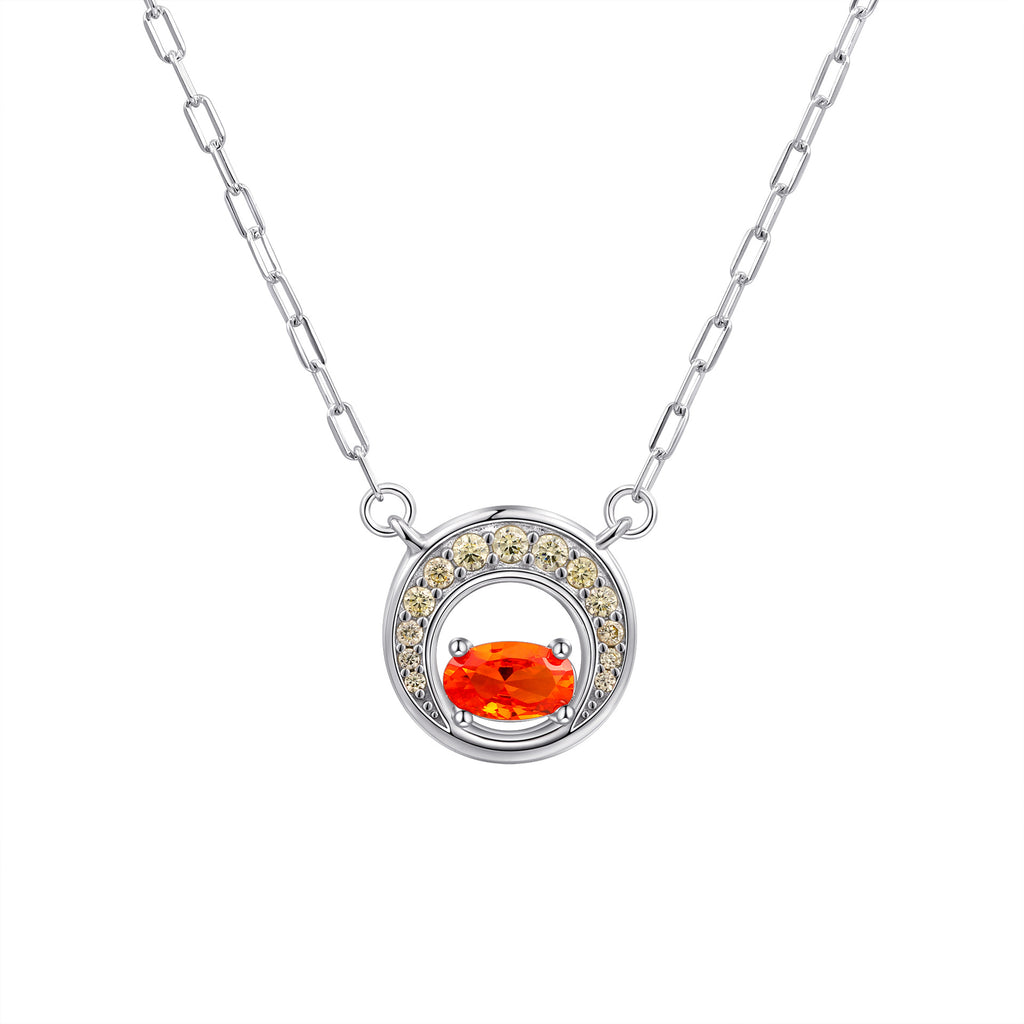 Damen Halskette mit funkelndem, ovalem Hauptstein und elegantem Zirkonia-Rahmen Shop Nory