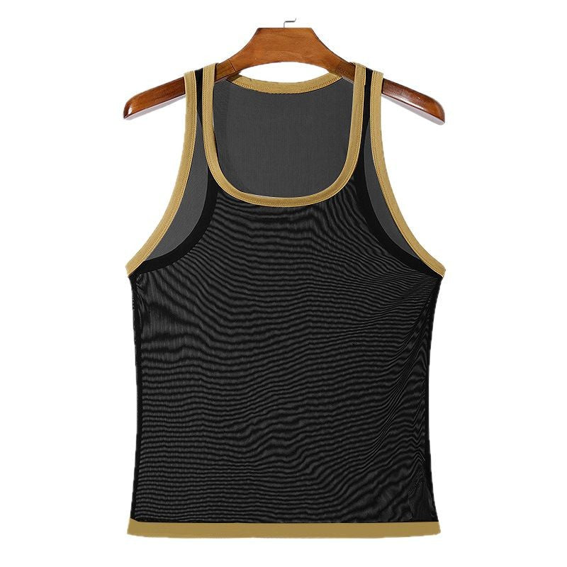 Herren nan Ringer-Top aus feinem Baumwoll-Elasthan mit Kontrastpaspel und schmaler Passform