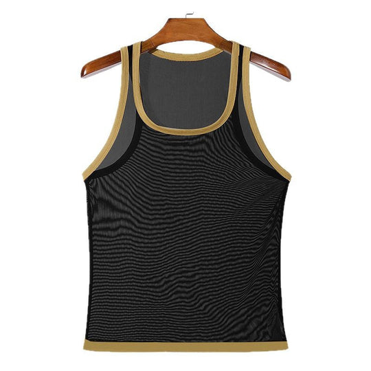Herren nan Ringer-Top aus feinem Baumwoll-Elasthan mit Kontrastpaspel und schmaler Passform