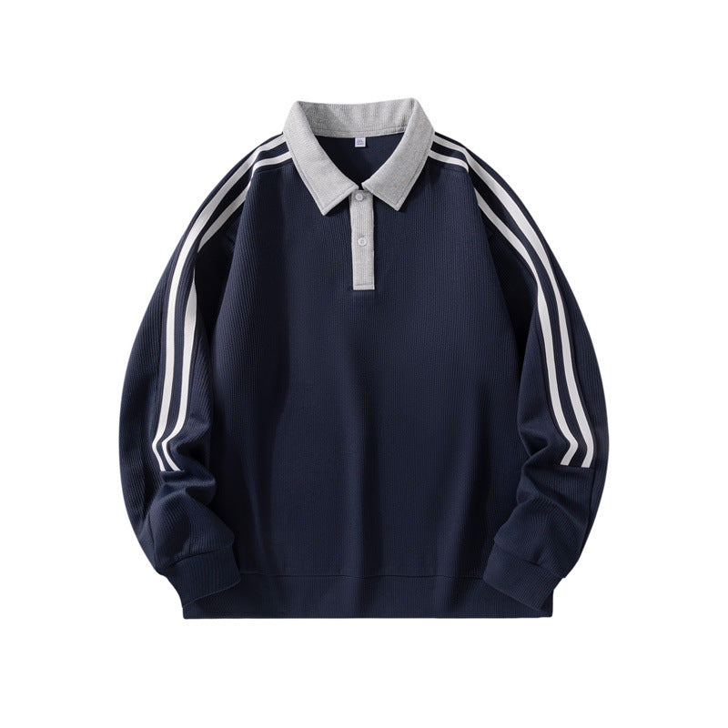 Herren Sportliches Poloshirt mit hohem Kragen und kontrastierenden Streifen Shop Nory