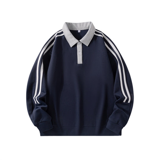 Herren Sportliches Poloshirt mit hohem Kragen und kontrastierenden Streifen Shop Nory