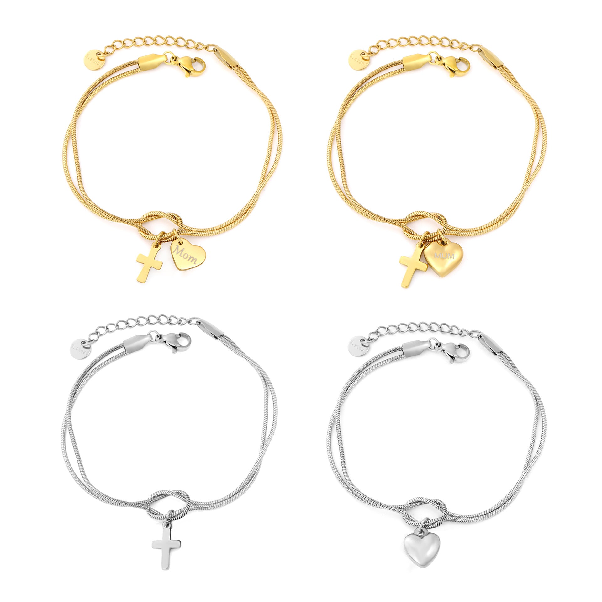 Damen Armband mit gravierten Anhängern und verstellbarem Verschluss Shop Nory