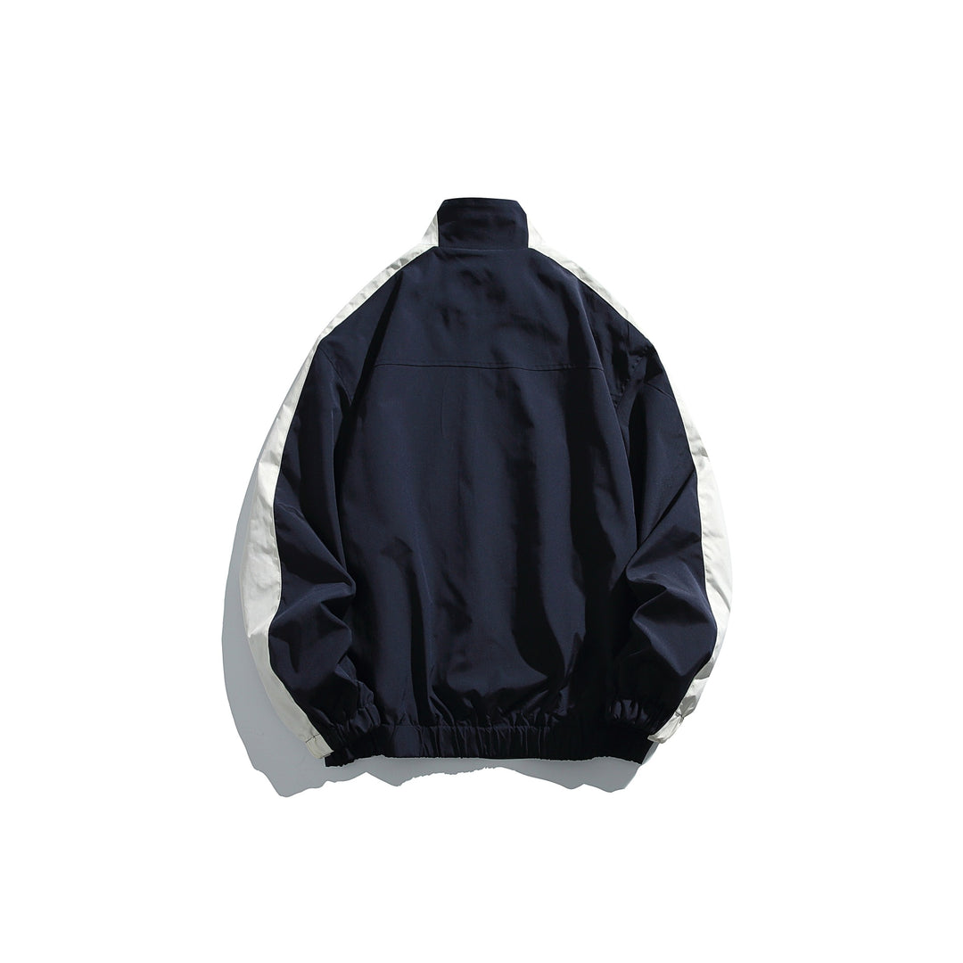 Unisex Sportive Trackjacke im Retro‑Windbreaker‑Design mit Stehkragen und Kontraststreifen Shop Nory