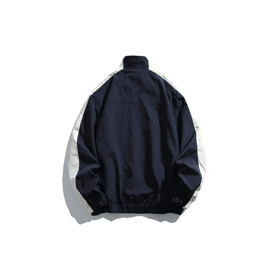 Unisex Sportive Trackjacke im Retro‑Windbreaker‑Design mit Stehkragen und Kontraststreifen Shop Nory