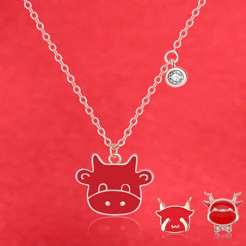 Damen-Halskette mit buntem Monsternmotiv und funkelnden Kristallakzenten Shop Nory