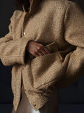 Damen Glamouröse Glitzerjacke mit oversized Schnitt und modischen Taschen
