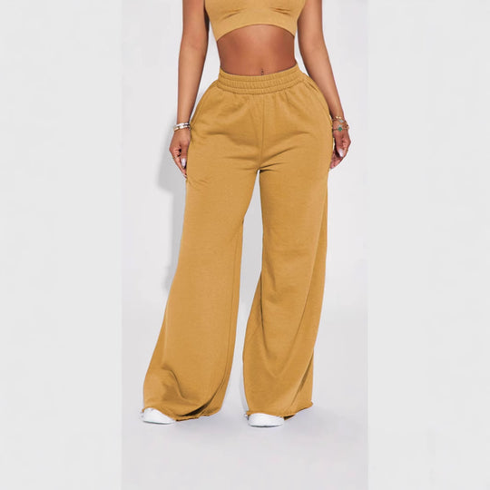 Damen nan weite High-Waist Loungehose mit elastischem Bund und praktischen Seitentaschen Shop Nory