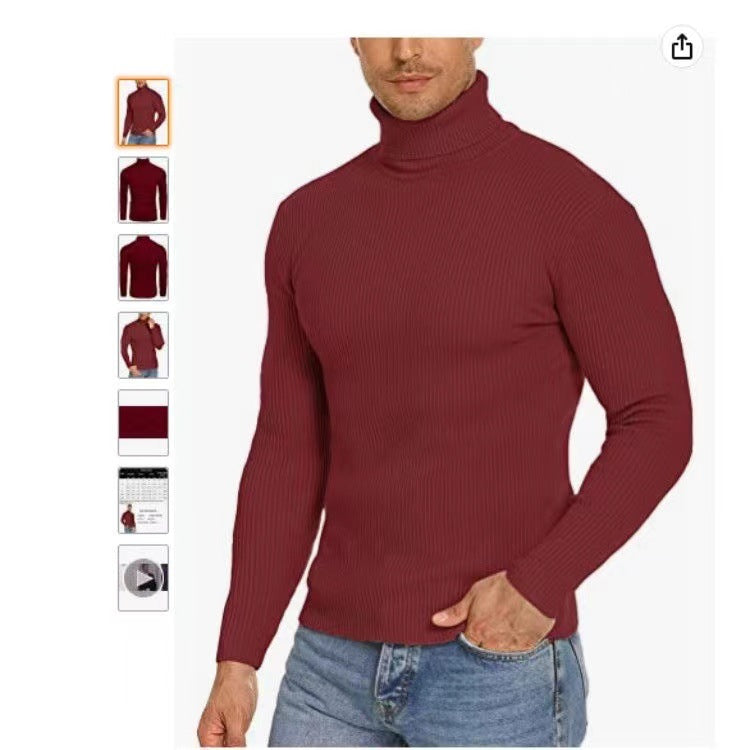 Herren Stehkragen Pullover aus ribbeltem Strick