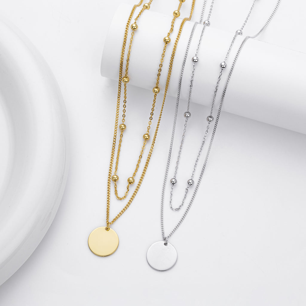 Damen Halskette mit doppellagigem Design aus hochwertigem 925 Sterling Silber und minimalistischen Anhängern Shop Nory