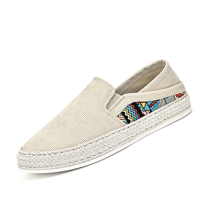 Damen Espadrille-Slipper aus Canvas mit geflochtener Jute-Sohle und farbigem Ethno-Detail Shopy Nory