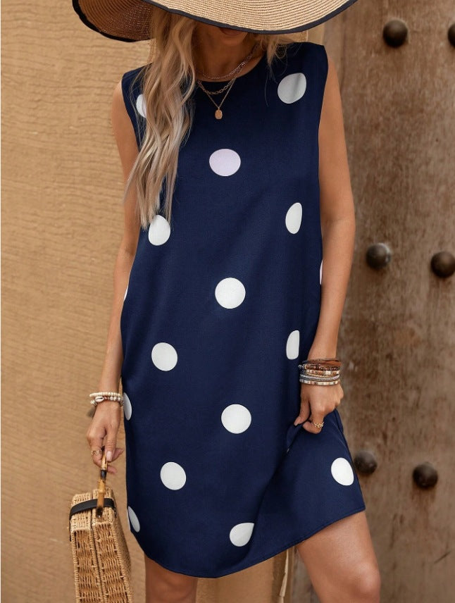 Damen legeres Punkte-Kleid mit schwingendem Schnitt Shopnory