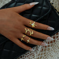 Damen Ring-Set mit einzigartigen geometrischen Designs und funkelnden Zirkonia Shop Nory
