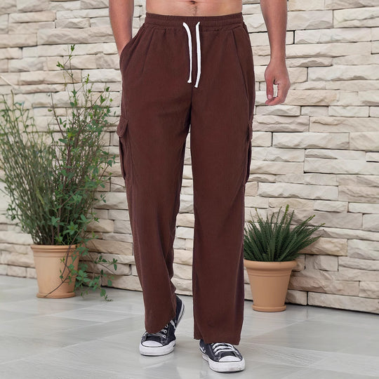 Herren Cord-Optik Cargo-Jogger mit Tunnelzug, elastischem Bund und aufgesetzten Klapptaschen Shop Nory