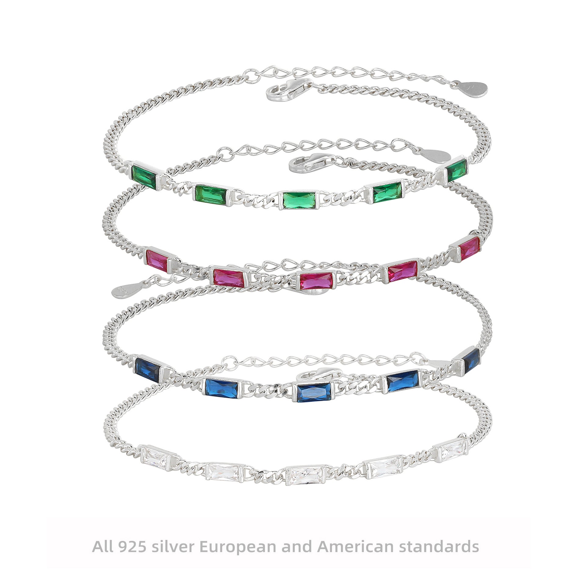Damen Halskette mit stilvollen grünen Zirkonsteinen in hochwertigem 925 Sterling Silber Shop Nory