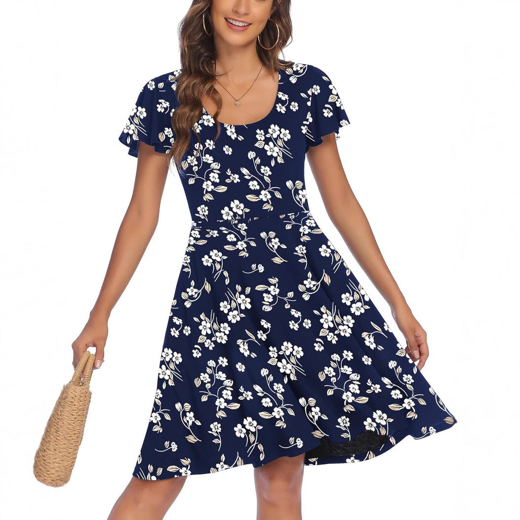Damen Sommerliches Kleid mit floralem Muster und schwingendem Rock