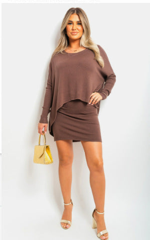 Damen asymmetrisches Minikleid mit überschnittenen Schultern