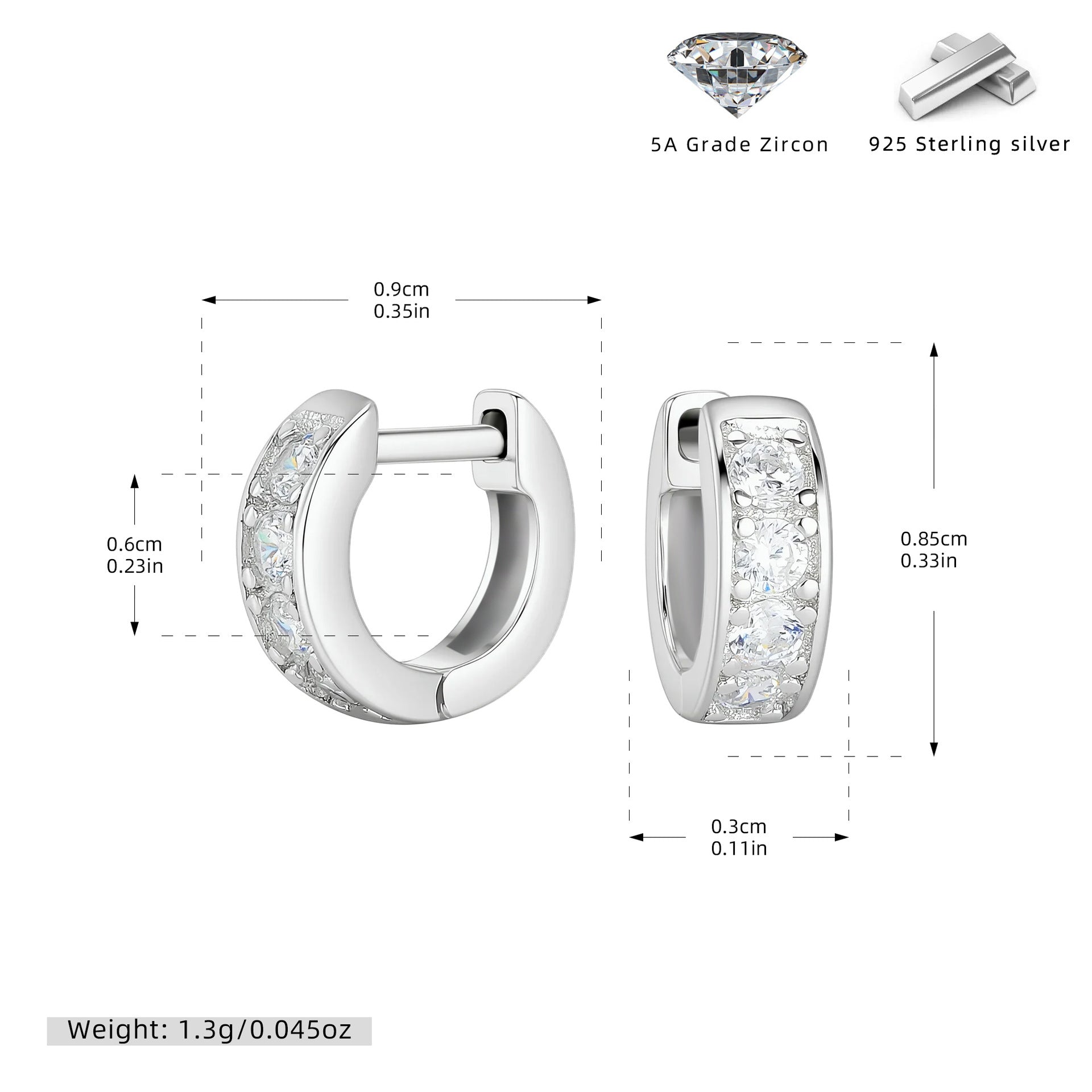 Damen Creolenohrringe mit funkelnden Zirkonsteinen aus hochwertigem 925er Sterlingsilber Shop Nory