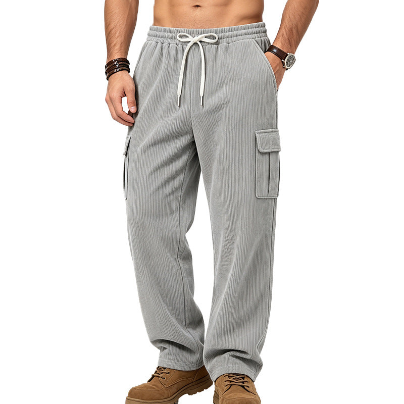 Herren Lässige Cord-Cargo-Hose mit elastischem Bund und Kordelzug Shop Nory