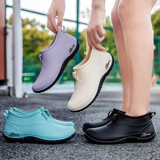 Damen Kurzschaftige wasserdichte Slip‑On Gummistiefelette mit Neoprenkragen und profiliertem Anti‑Rutsch‑Laufsohlen‑Design Shop Nory