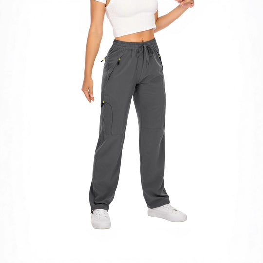 Damen nan lässige Cargo-Hose mit Elastikbund Tunnelzug und Reißverschlusstaschen Shop Nory