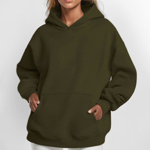 Damen nan extralanges Oversize Kapuzen-Sweatshirt mit Kängurutasche, weichem Fleece-Innenfutter und überschnittener Schulter Shop Nory