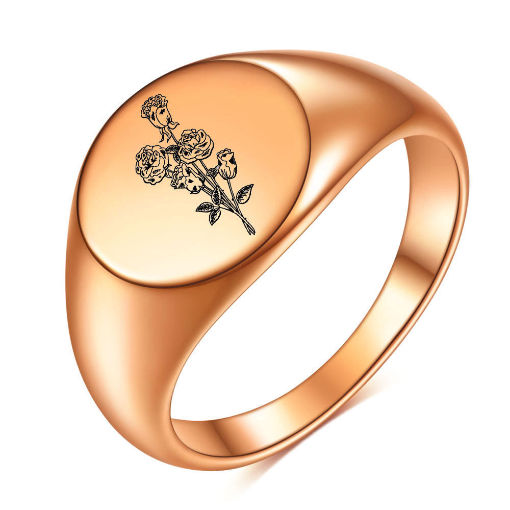 Damen Siegelring mit floralem Motiv und verstellbarem Design Shop Nory