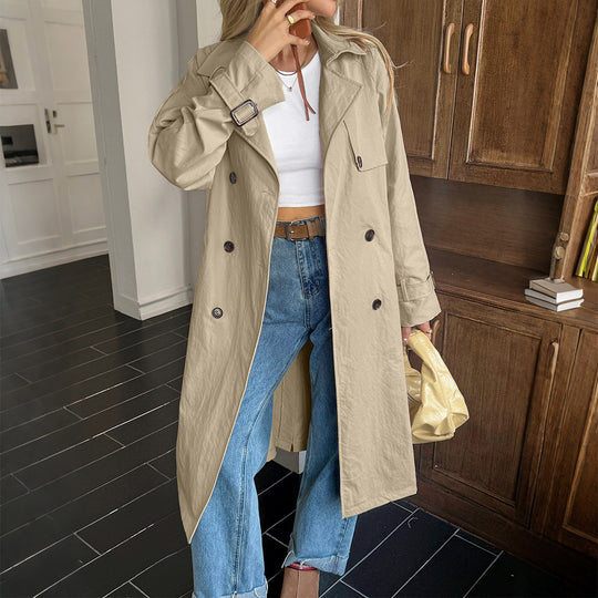 Damen nan klassischer Trenchcoat mit Doppelreihe, Taillengürtel, verstellbaren Manschetten und geraden Knopfleiste Shop Nory