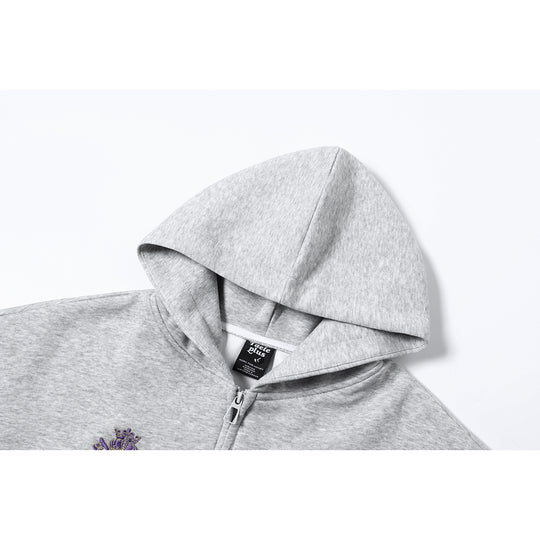 Unisex Kapuzen‑Zipjacke mit gestickten Wappen und Frontprint Shop Nory