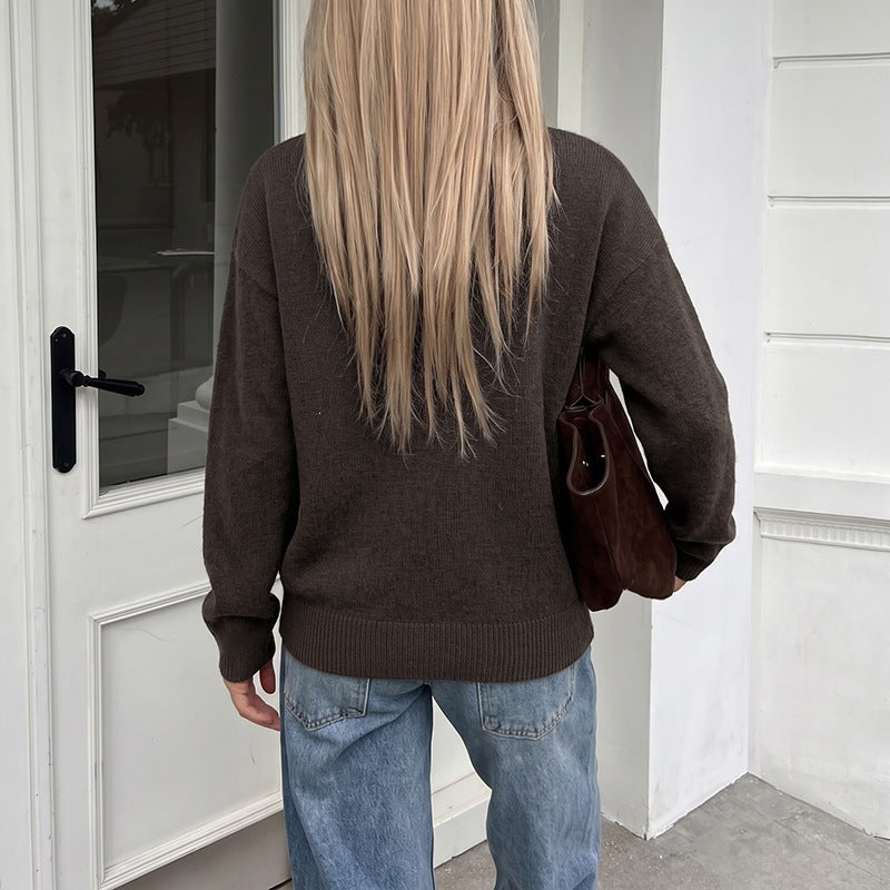 Damen Gemütlicher Strickcardigan mit Knopf- und Taschen-Details Shop Nory