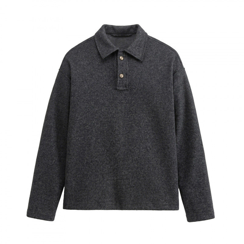 Unisex Boxy-Polo-Pullover aus Wollmix mit Henley-Knopfleiste und geradem Saum Shop Nory