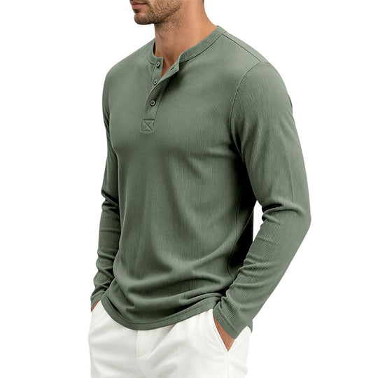 Herren Henley-Langarmshirt aus Soft-Waffeljersey mit leichtem Stretch und flacher Knopfleiste Shop Nory