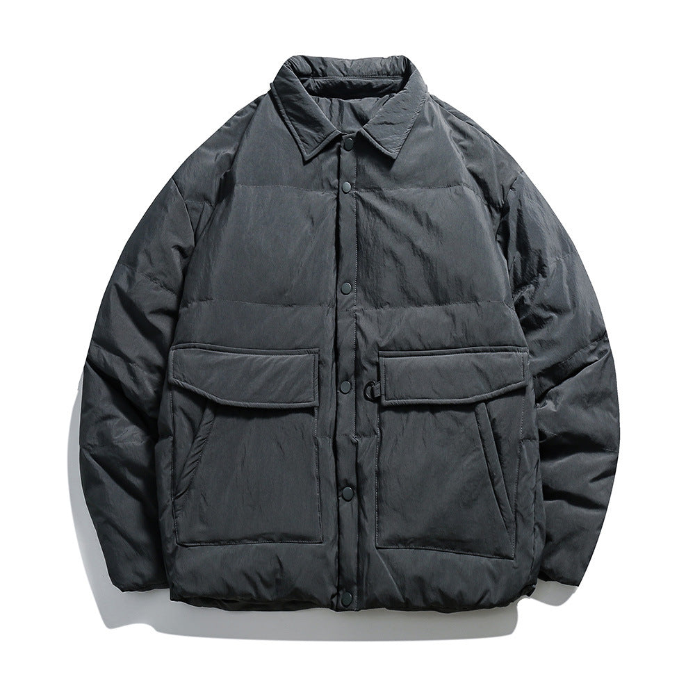 Unisex Boxy wattierte Hemdjacke mit großen Klapptaschen und Druckknopfverschluss Shop Nory
