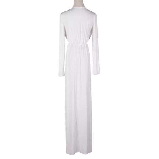 Damen Elegantes Jersey-Maxikleid im Wickelstil mit tiefem V‑Ausschnitt und tailliertem Gummibund Shop Nory