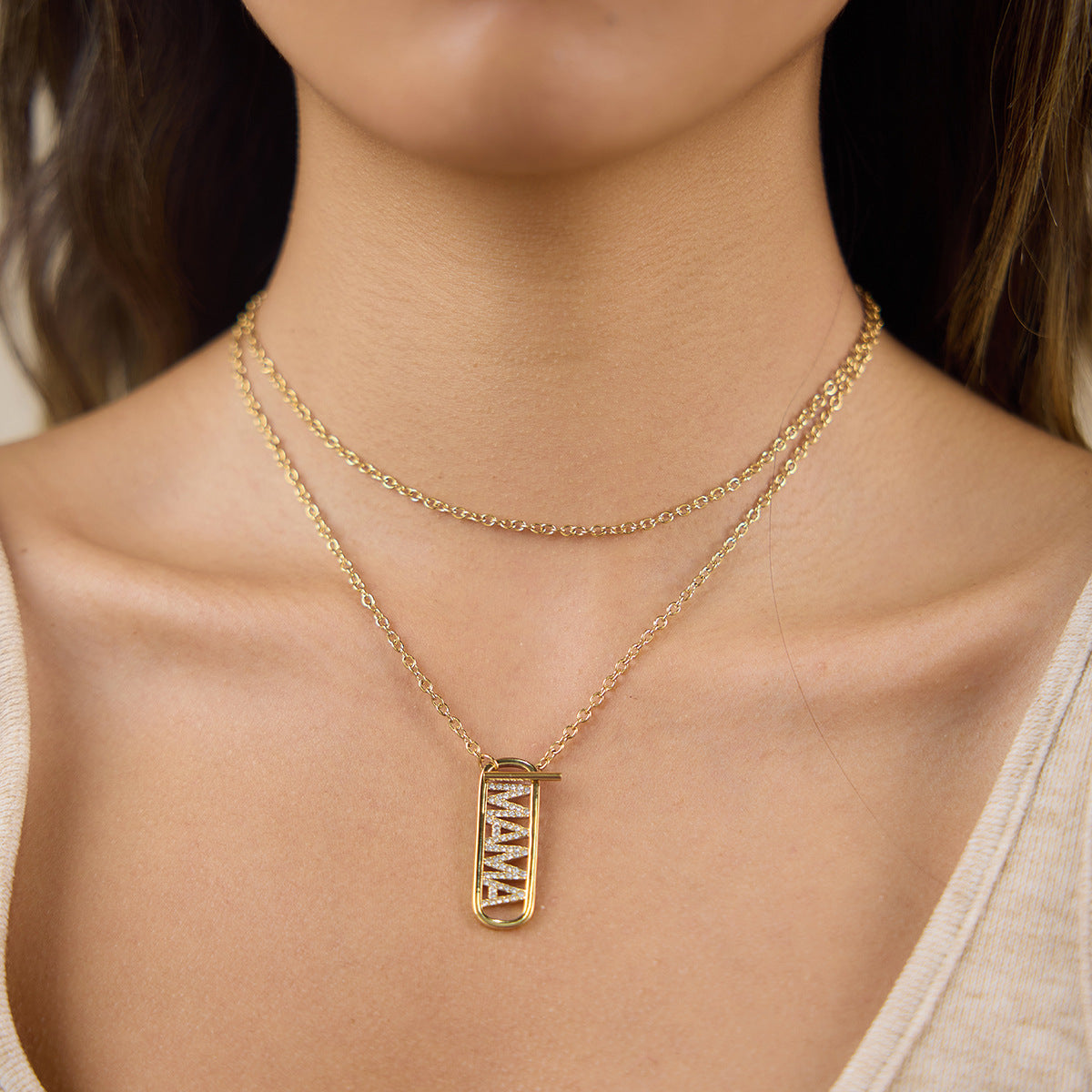Damen Halskette mit mehrlagigem, funkelndem Anhänger und wasserdichtem Design Shop Nory